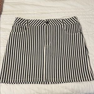 Black and white striped mini skirt